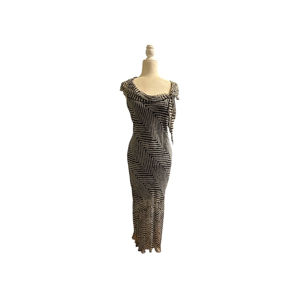 Dina Bar-el Elegant Black and White Silk Cheffon Dress